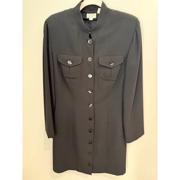 Vintage 90s Ann Taylor Loft Long Sleeve Black Dress, size 12 - Picture 9 of 15